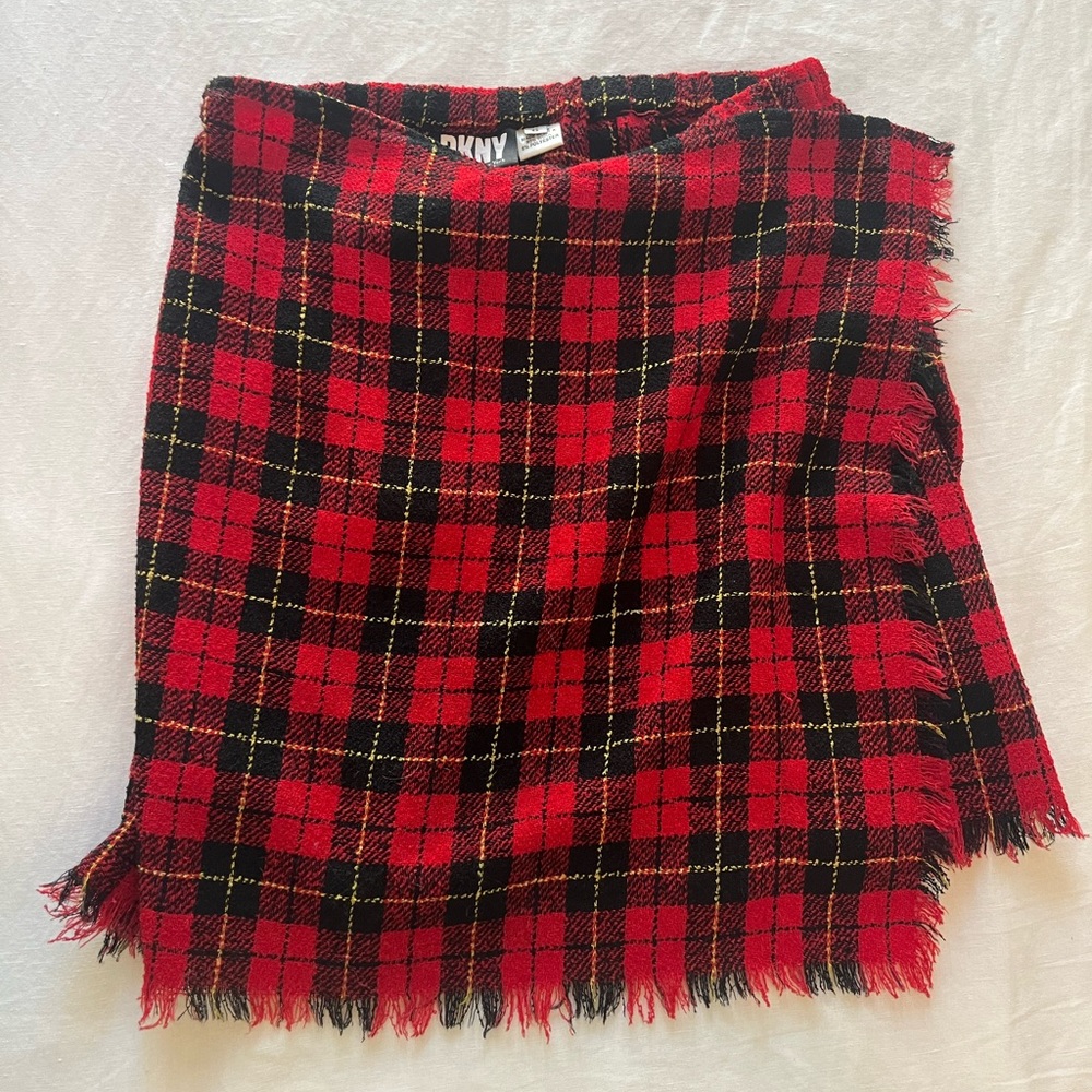 Donna Karen plaid wrap skirt